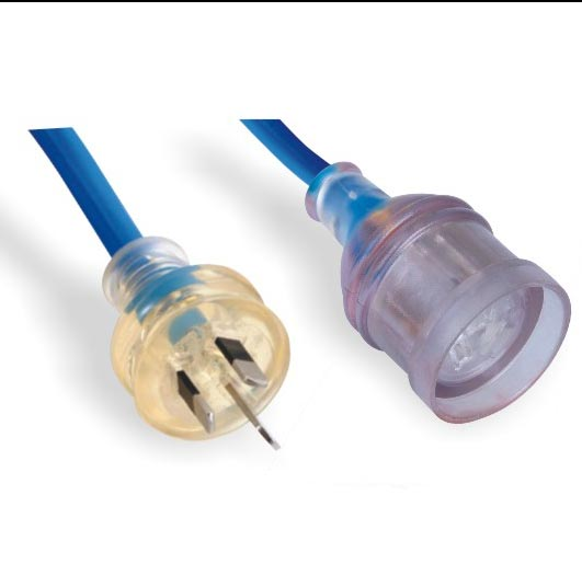 澳大利亚SAA认证AS/NZS3112安规标准15A重型透明带灯插头插座AC电源延长线