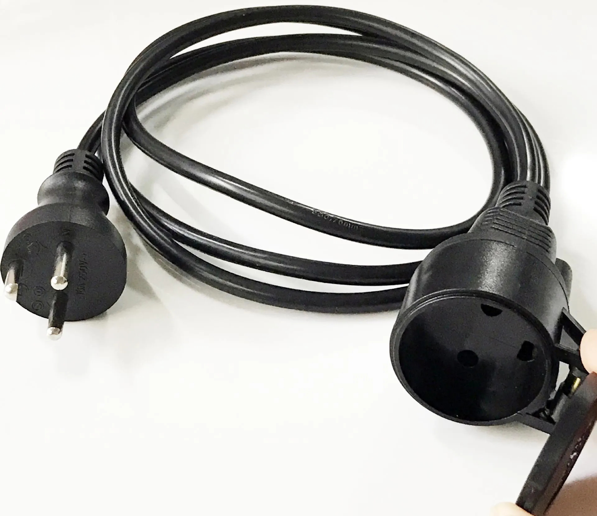 丹麦16A插头带保护盖插座AC电源延长线