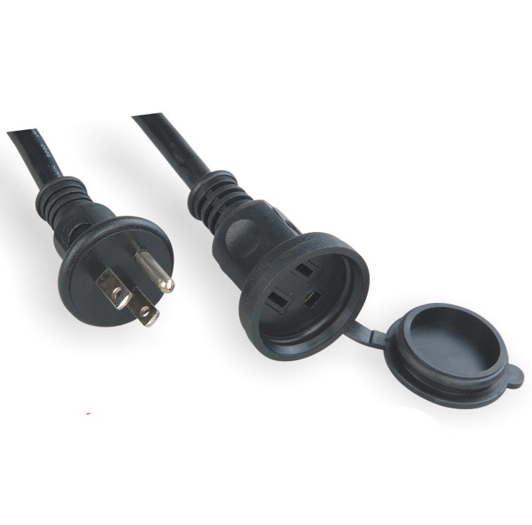 日本PSE延长线,日本三芯防雨型插头插座JET认证JIS8303安规标准防水插座延长线